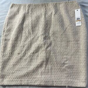 Calvin Klein Tonal Tweed Pencil Skirt Women’s 16W Beige Back Zip Lined Career